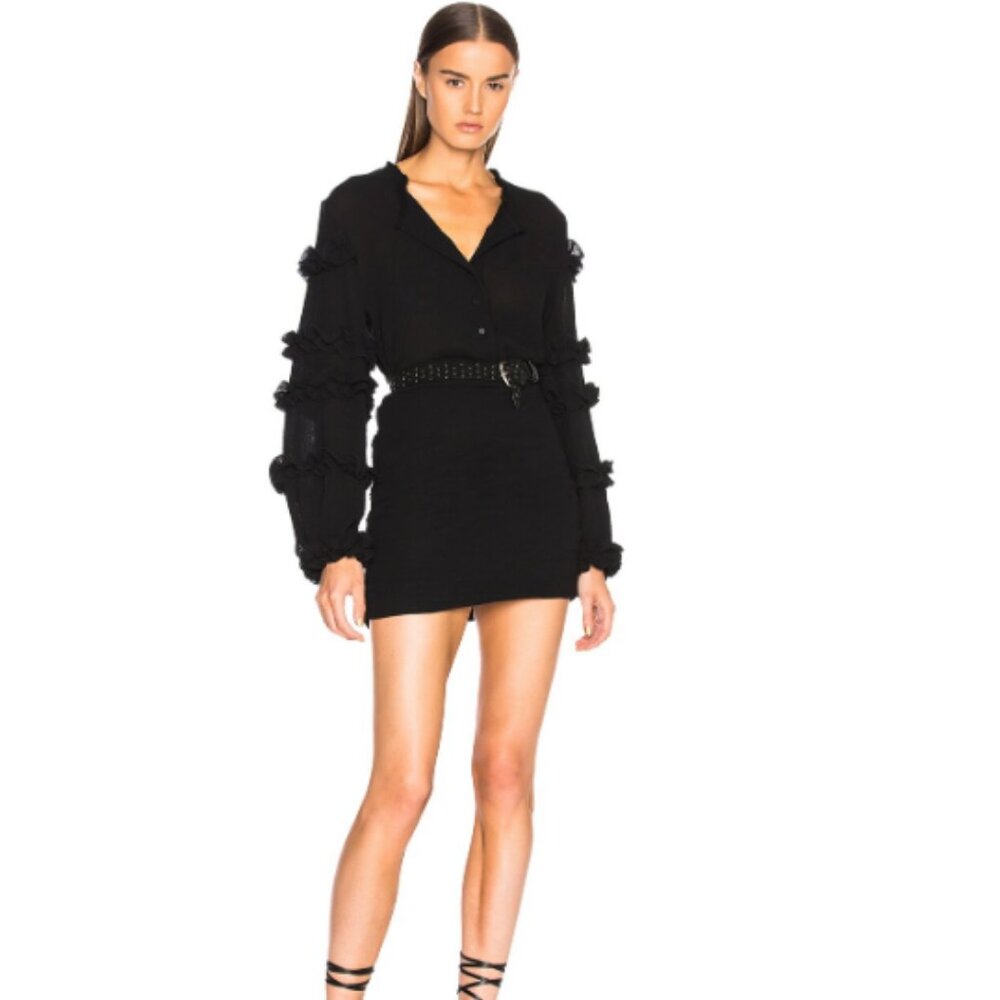 Isabel Marant Celest Gauze Mini Dress Black FR 42 US 10 Vintage